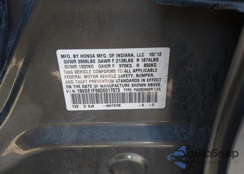 2013 Acura Ilx 2.0L from USA, damaged, VIN 19VDE1F59DE017073